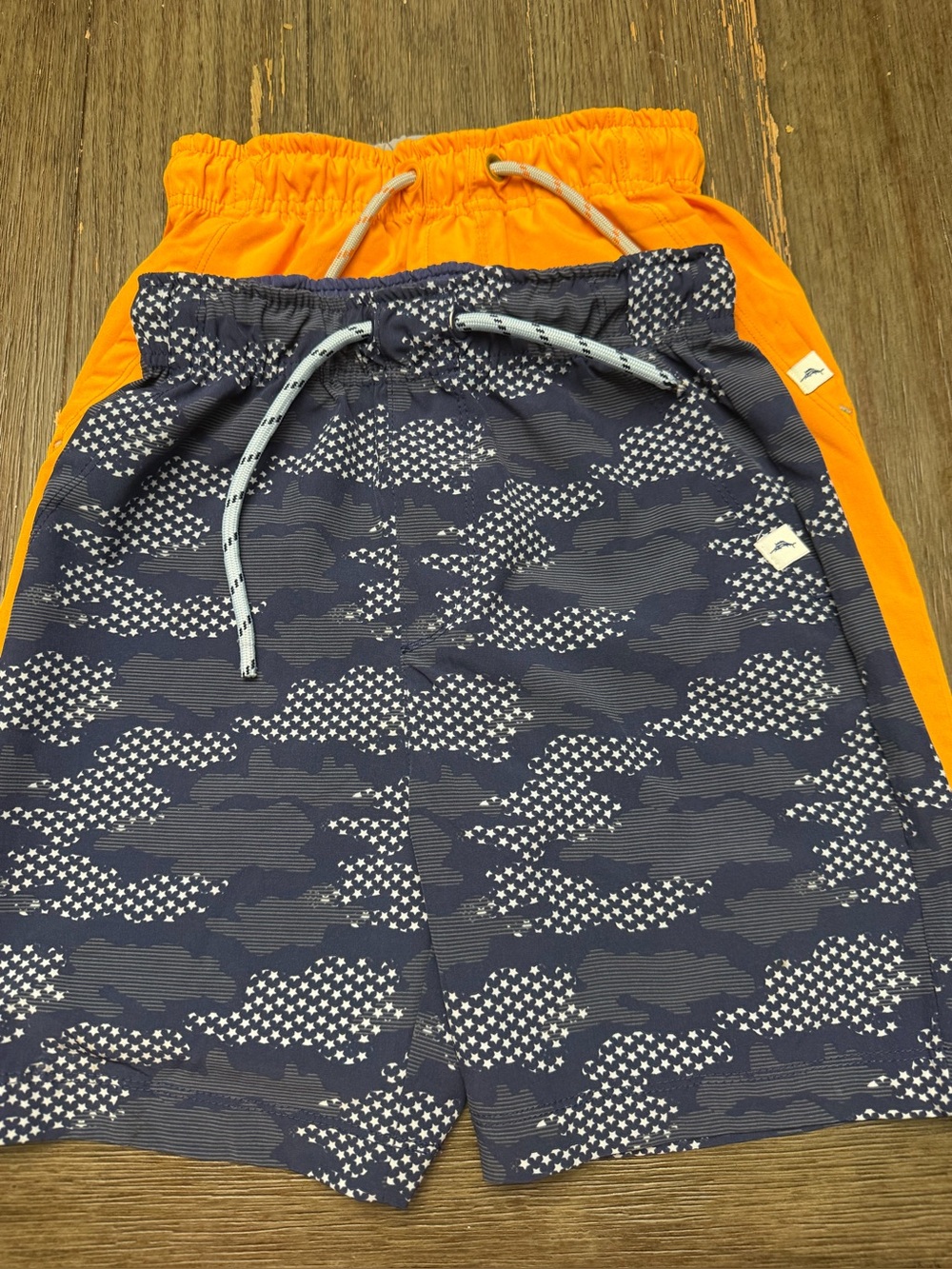 Tommy Bahama Navy Star Camo Swim Shorts with Orange Waistband